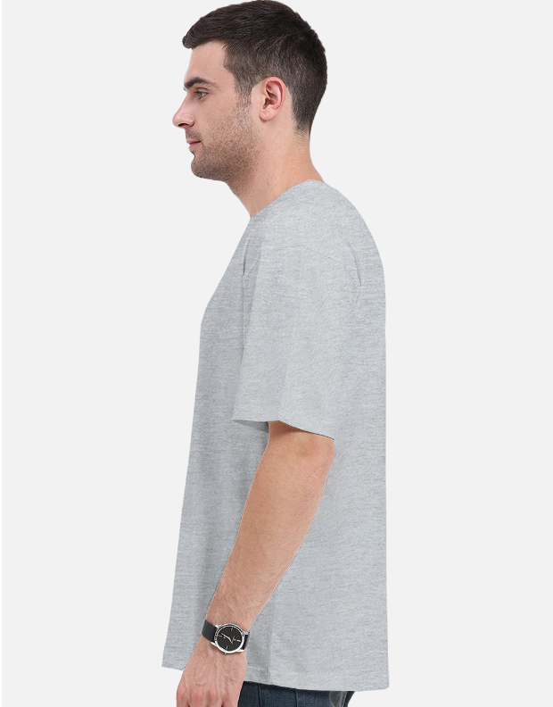 Grey Melange Plain Oversized T-shirt