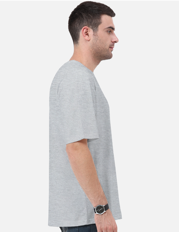 Grey Melange Plain Oversized T-shirt