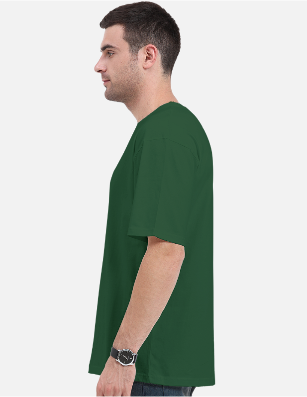 Bottle Green Plain Oversized T-shirt