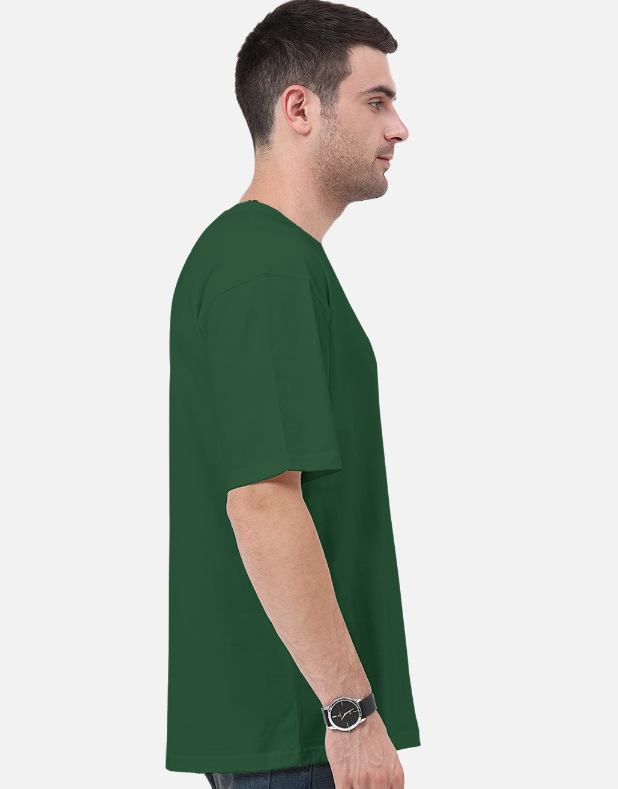 Bottle Green Plain Oversized T-shirt