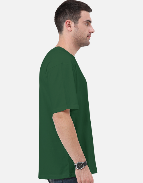 Bottle Green Plain Oversized T-shirt